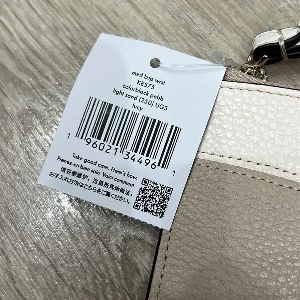 Kate Spade Lucy Colorblock Pebbled Leather Medium L-Zip Wristlet